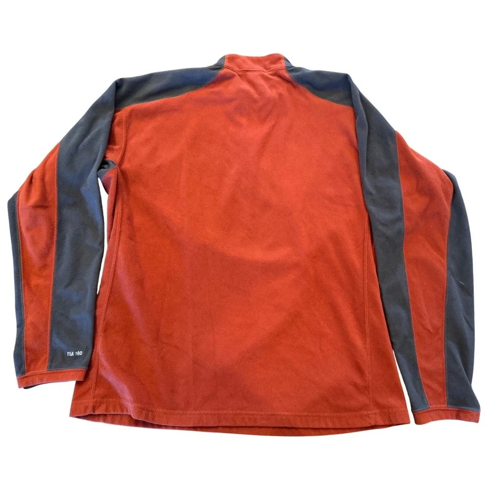 The North Face TKA 100 Mens Fleece Quarter Zip Pullover Orange Gray Large